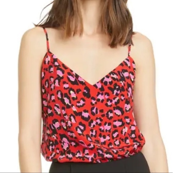 L'AGENCE Tops - L’AGENCE Silk Camisole Jane Leopard In Lava/Cerise Size XS